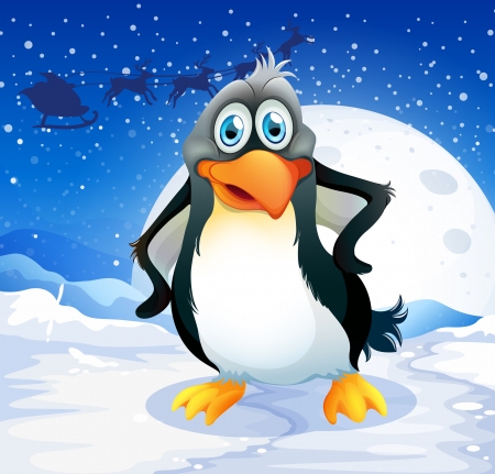 Illustration of a penguin in a snowy landのイラスト素材