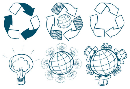 Illustration of the environmental signs on a white backgroundのイラスト素材