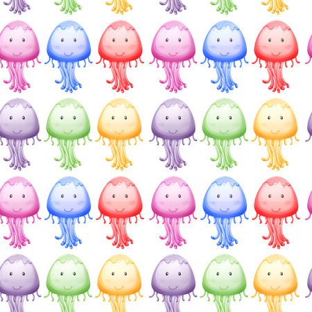Illustration of a seamless design with jellies on a white backgroundのイラスト素材