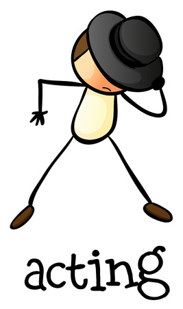 Illustration of a stickman acting on a white backgroundのイラスト素材