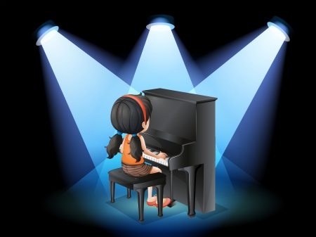 Illustration of a talented young girl playing with the pianoのイラスト素材