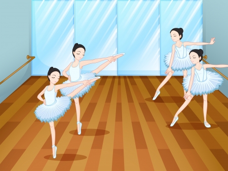 Illustration of the four ballet dancers rehearsingのイラスト素材