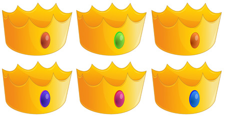 Illustration of the six golden crowns on a white backgroundのイラスト素材