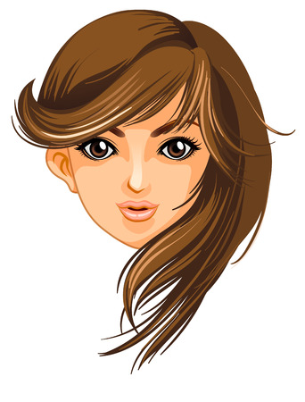 Illustration of a pretty face of a woman on a white backgroundのイラスト素材