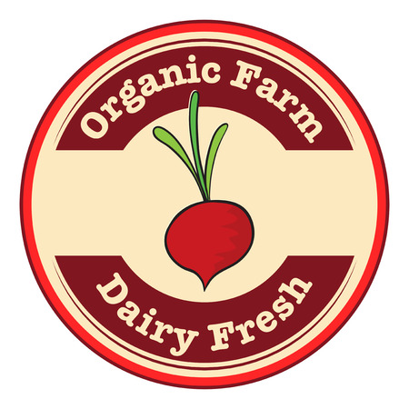 Illustration of a dairy fresh and an organic farm icon with an onion on a white backgroundのイラスト素材