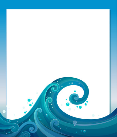 Illustration of an empty template with blue wavesのイラスト素材