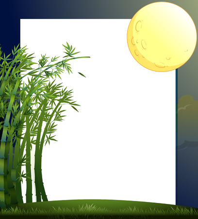 Illustration of an empty paper template with a moonのイラスト素材