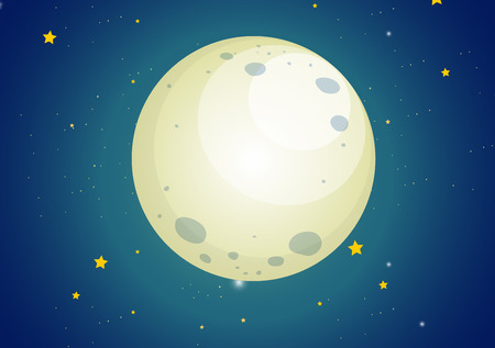 Illustration of a sky with stars and a moonのイラスト素材