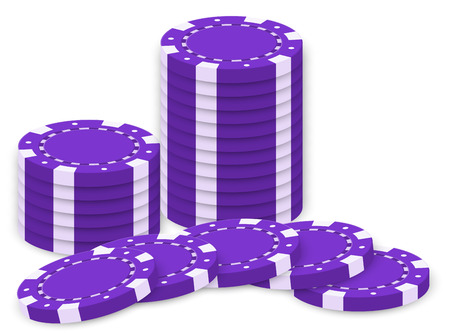 Illustration of the violet poker chips  isolated on white のイラスト素材