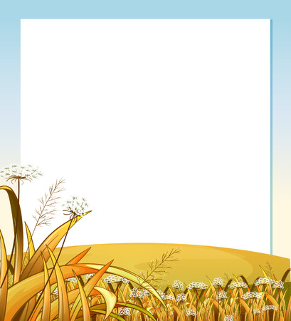 Illustration of an empty template with a hilltop with plantsのイラスト素材