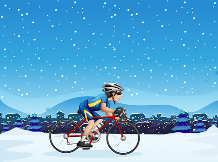 Illustration of a man bikingのイラスト素材