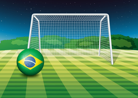 Illustration of a soccer ball with the flag of Brazilのイラスト素材