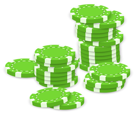 Illustration of the green poker chips on a white backgroundのイラスト素材