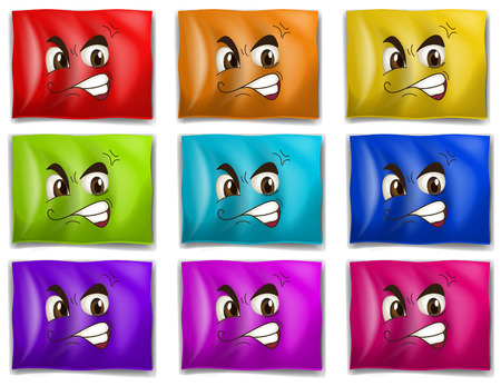 Illustration of the flags with faces on a white backgroundのイラスト素材