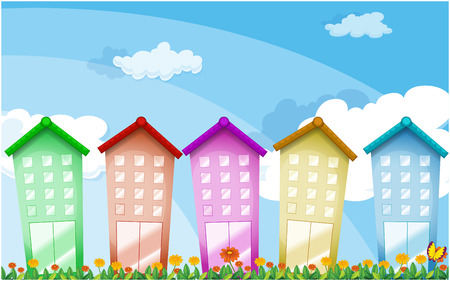 Illustration of the colorful tall buildingsのイラスト素材