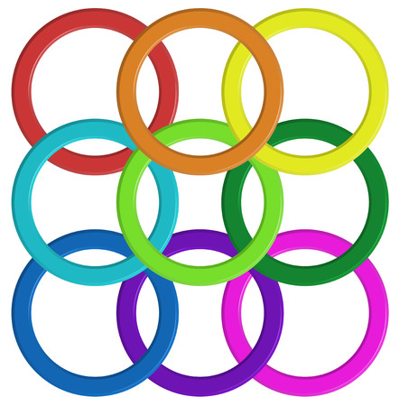Illustration of the colorful ring pattern on a white backgroundのイラスト素材