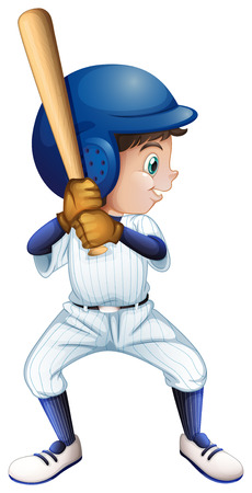 Illustration of a young male baseball player on a white backgroundのイラスト素材