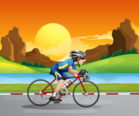 Illustration of a boy bikingのイラスト素材