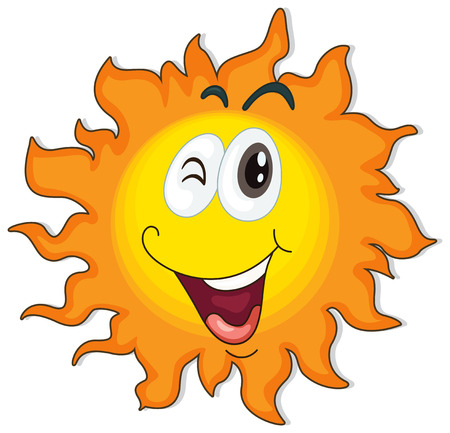 Illustration of a happy sun on a white backgroundのイラスト素材