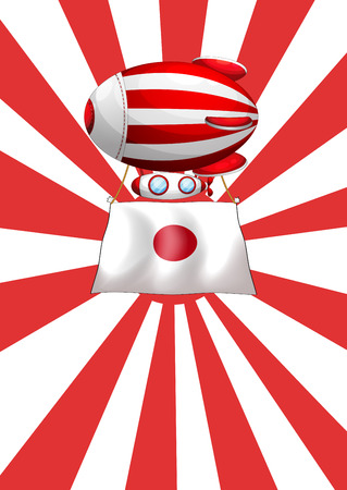 Illustration of a floating balloon with the flag of Japanのイラスト素材