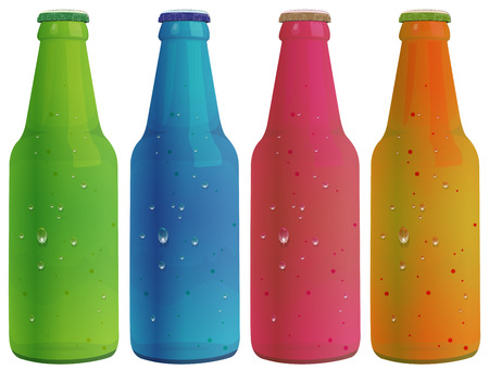 Illustration of the four colorful bottles on a white backgroundのイラスト素材