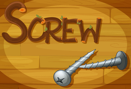 Illustration of a wooden frame with a screwのイラスト素材