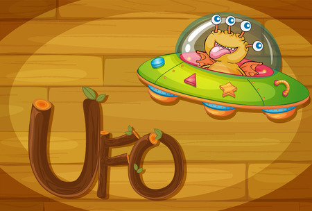 Illustration of a frame with a UFOのイラスト素材