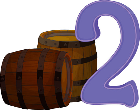 Illustration of the two wooden barrels on a white backgroundのイラスト素材