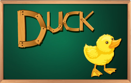 Illustration of a blackboard with a duckのイラスト素材