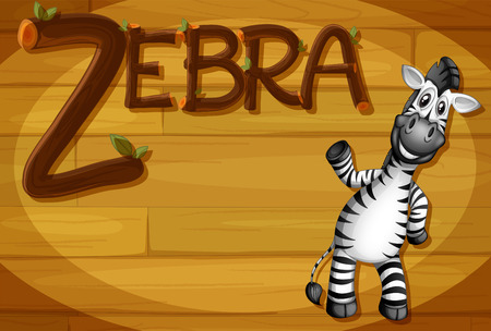 Illustration of a wooden frame with a zebraのイラスト素材