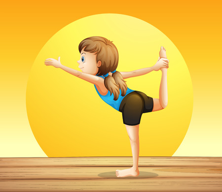 Illustration of a young woman doing yogaのイラスト素材