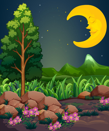 Illustration of a sleeping moonのイラスト素材