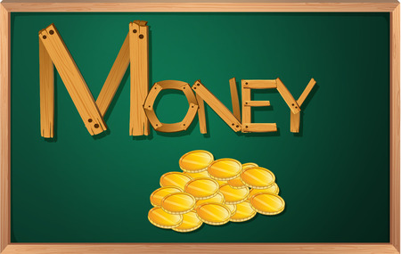Illustration of a blackboard with moneyのイラスト素材