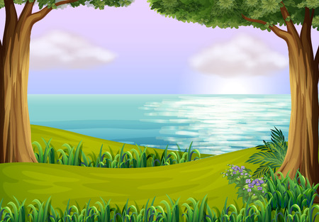 Illustration of the land and waterのイラスト素材