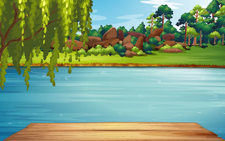 Illustration of a riverのイラスト素材