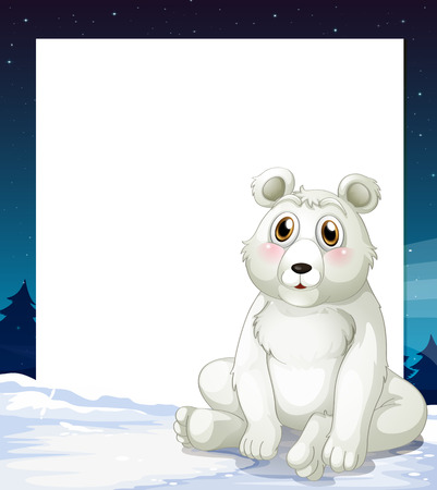 Illustration of an empty template with a polar bearのイラスト素材