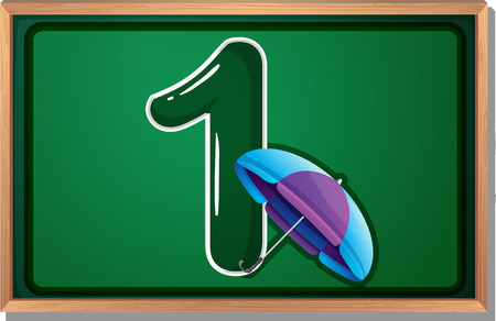 Illustration of a blackboard with one umbrellaのイラスト素材