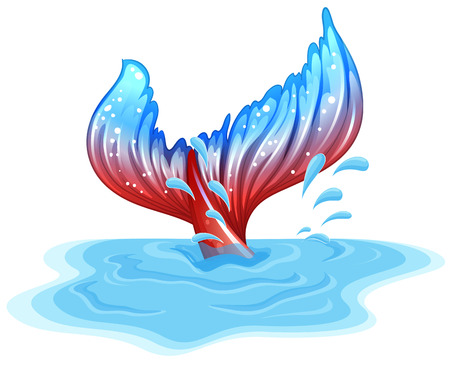 Illustration of a tail of a big fish on a white backgroundのイラスト素材