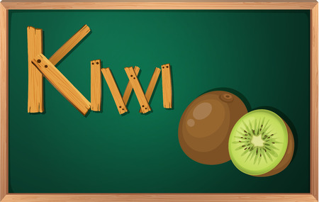 Illustration of a blackboard with kiwiのイラスト素材