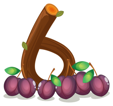 Illustration of the six violet colored fruits on a white backgroundのイラスト素材