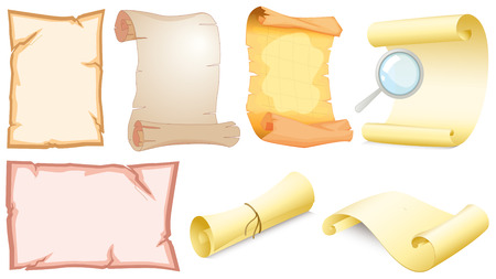 Illustration of the set of empty scrolls on a white backgroundのイラスト素材