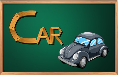 Illustration of a blackboard with a carのイラスト素材