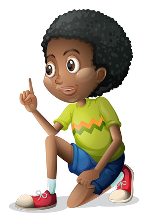 Illustration of a cute Black kid on a white backgroundのイラスト素材
