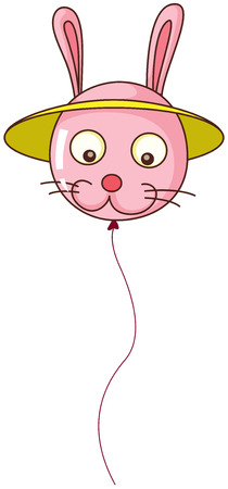 Illustration of a bunny-shaped balloon on a white backgroundのイラスト素材