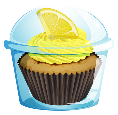 Illustration of a disposable cup with a mocha-flavored cupcake on a white backgroundのイラスト素材