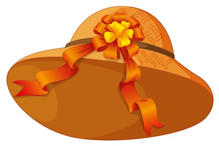 Illustration of a fashionable brown hat with a cute ribbon on a white backgroundのイラスト素材