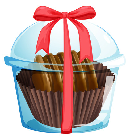 Illustration of a chocolate inside the transparent container on a white backgroundのイラスト素材