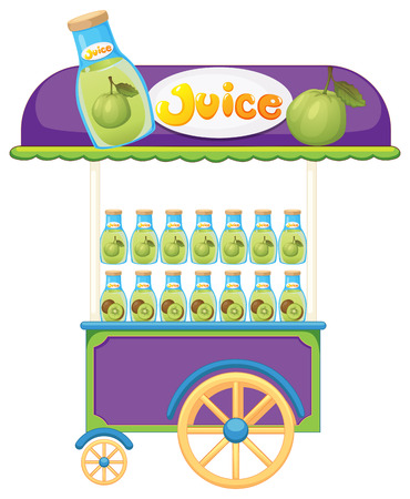 Illustration of a guava fruit juice cart on a white backgroundのイラスト素材