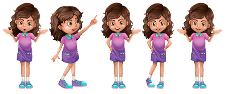 Illustration of a cute little girl on a white backgroundのイラスト素材