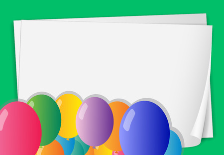 Illustration of a banner with green fram with balloonsのイラスト素材